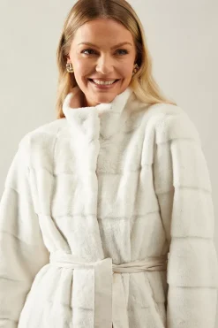 Faux Fur Funnel Neck Coat