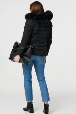 Faux Fur Hooded Zip-Up Puffer Jacket