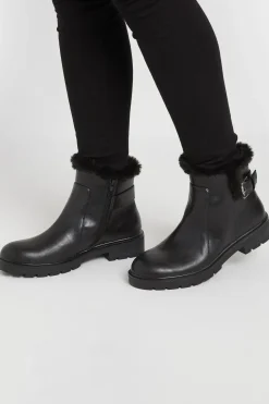 Faux Fur Lined Biker Boots In Standard Fit