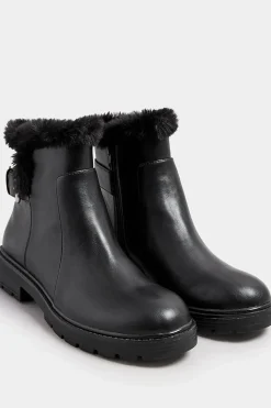 Faux Fur Lined Biker Boots In Standard Fit