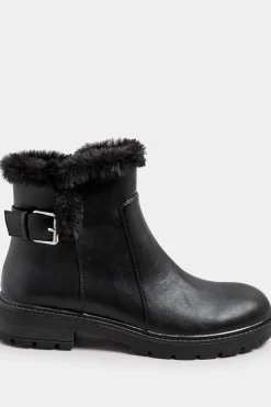 Faux Fur Lined Biker Boots In Standard Fit