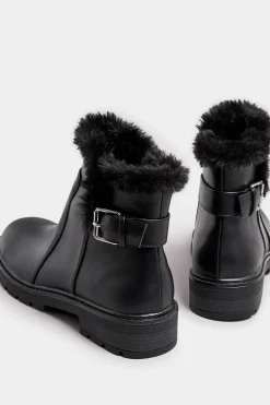 Faux Fur Lined Biker Boots In Standard Fit