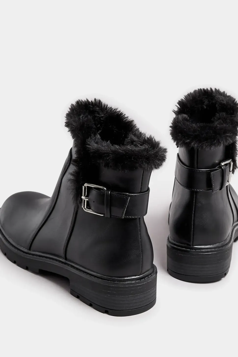 Faux Fur Lined Biker Boots In Standard Fit
