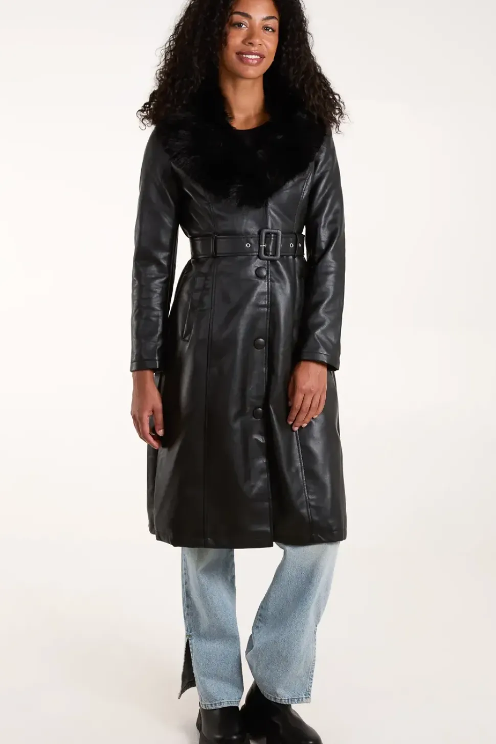 Faux Fur Longline Coat