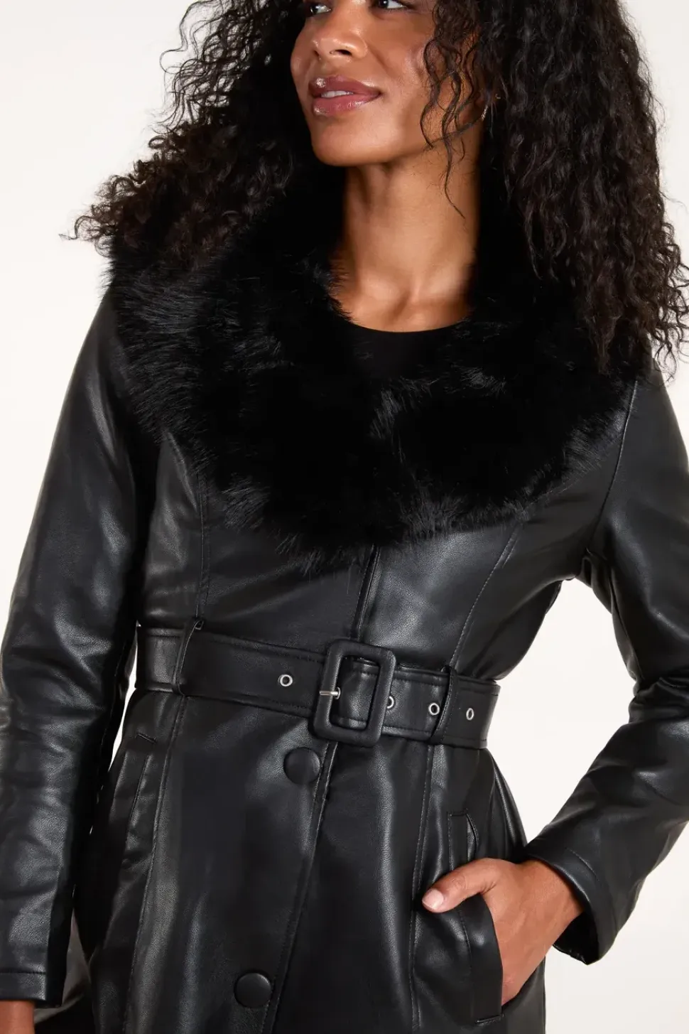 Faux Fur Longline Coat