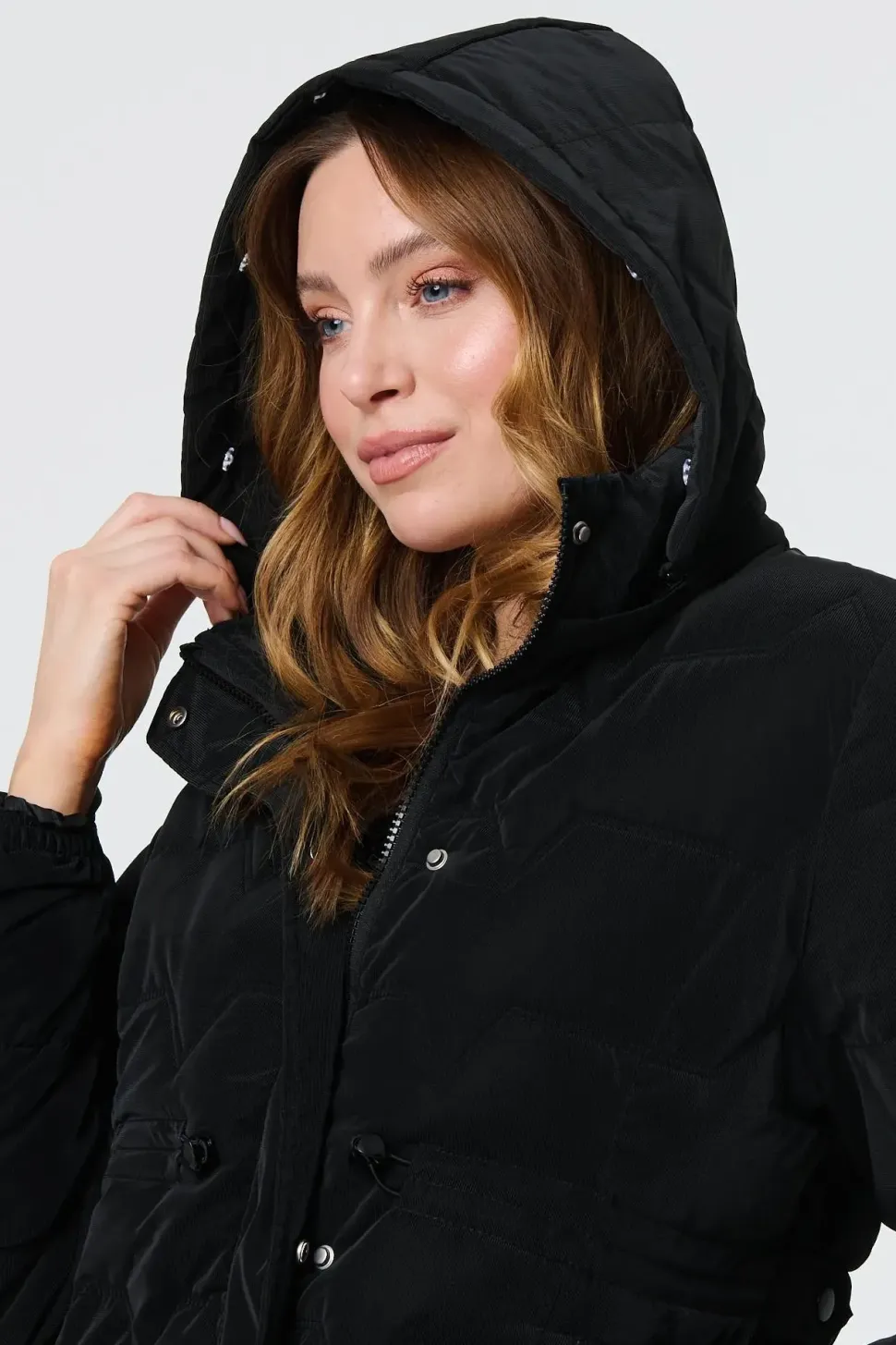 Faux Fur Padded Zip-Up Hooded Jacket