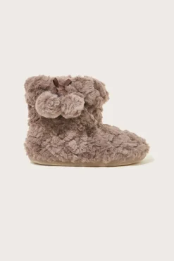 Faux Fur Pom-Pom Slipper Boots