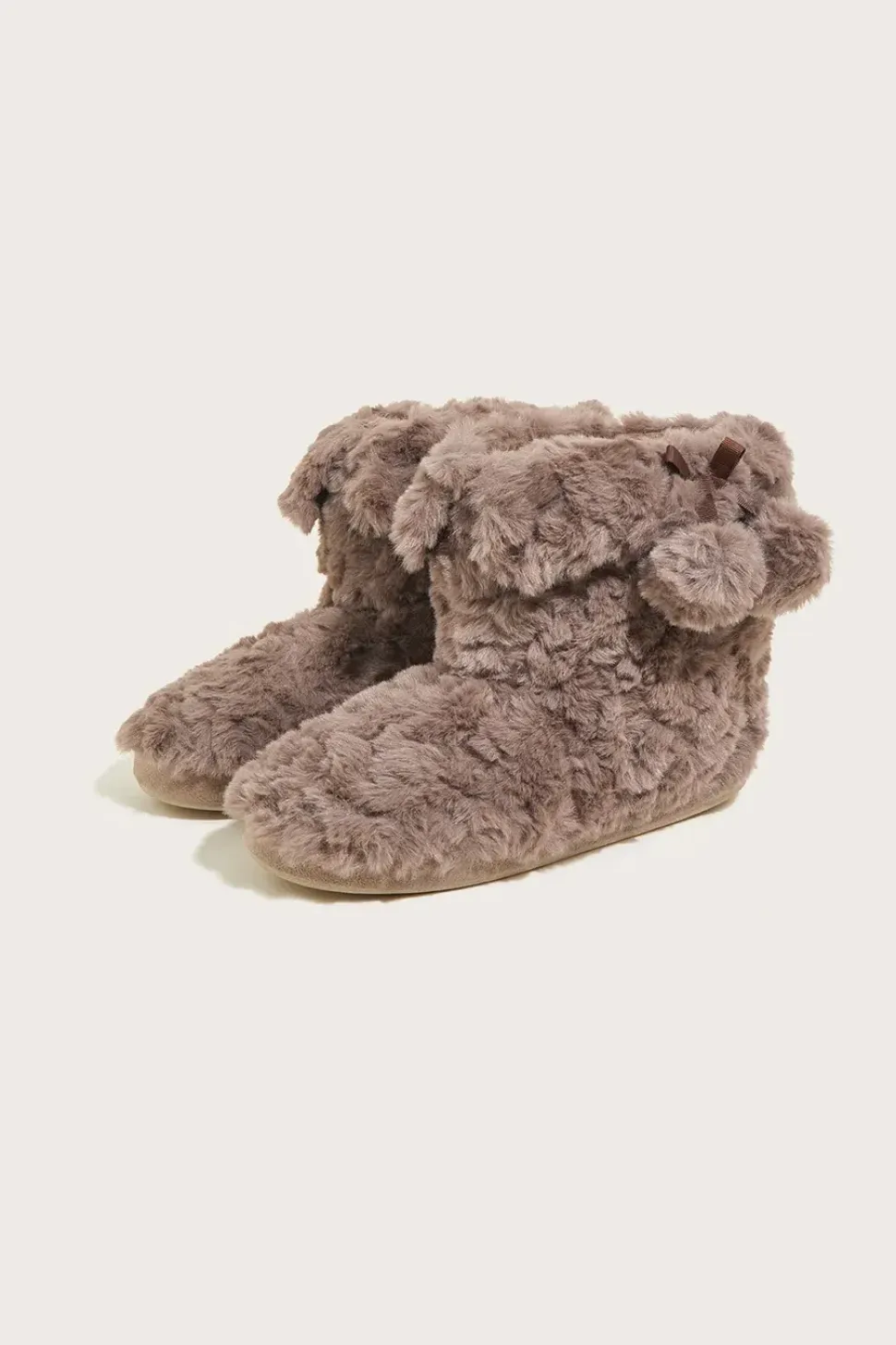 Faux Fur Pom-Pom Slipper Boots