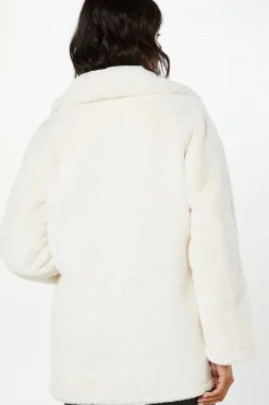 Faux Fur Tab Coat