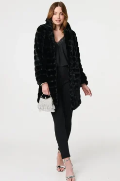 Faux Fur Thigh Length Coat
