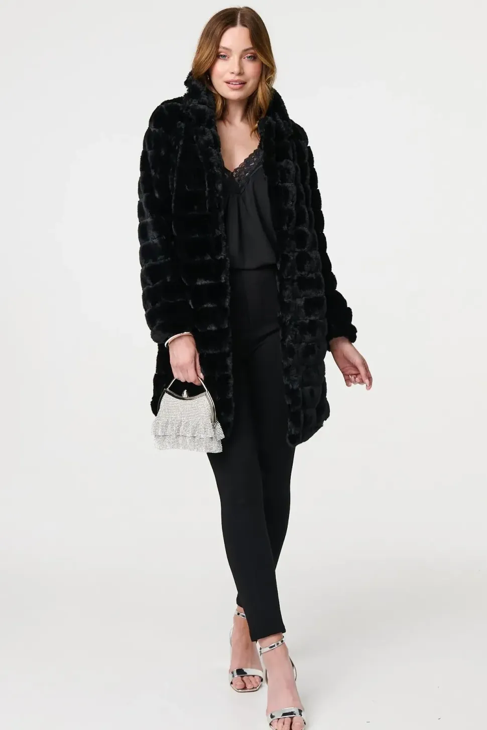 Faux Fur Thigh Length Coat