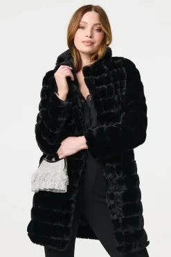 Faux Fur Thigh Length Coat