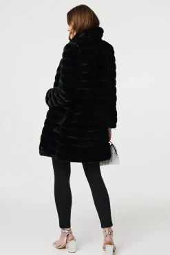 Faux Fur Thigh Length Coat