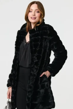 Faux Fur Thigh Length Coat