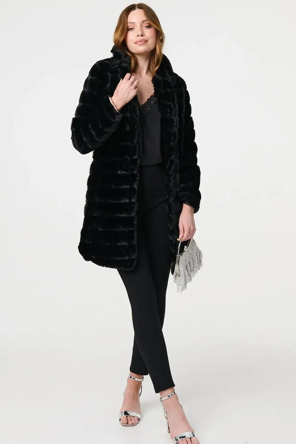 Faux Fur Thigh Length Coat