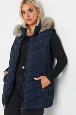 Faux Fur Trim Padded Gilet