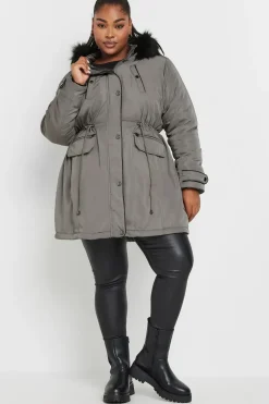 Faux Fur Trim Parka Jacket