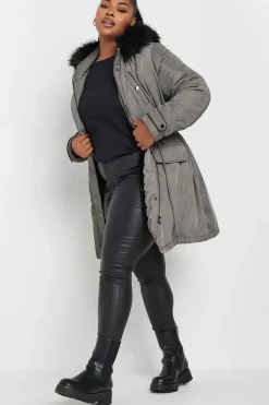 Faux Fur Trim Parka Jacket
