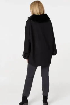 Faux Fur Trim Zip-Up Relaxed Jacket