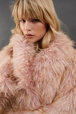 Faux Fur Two Tone Coat