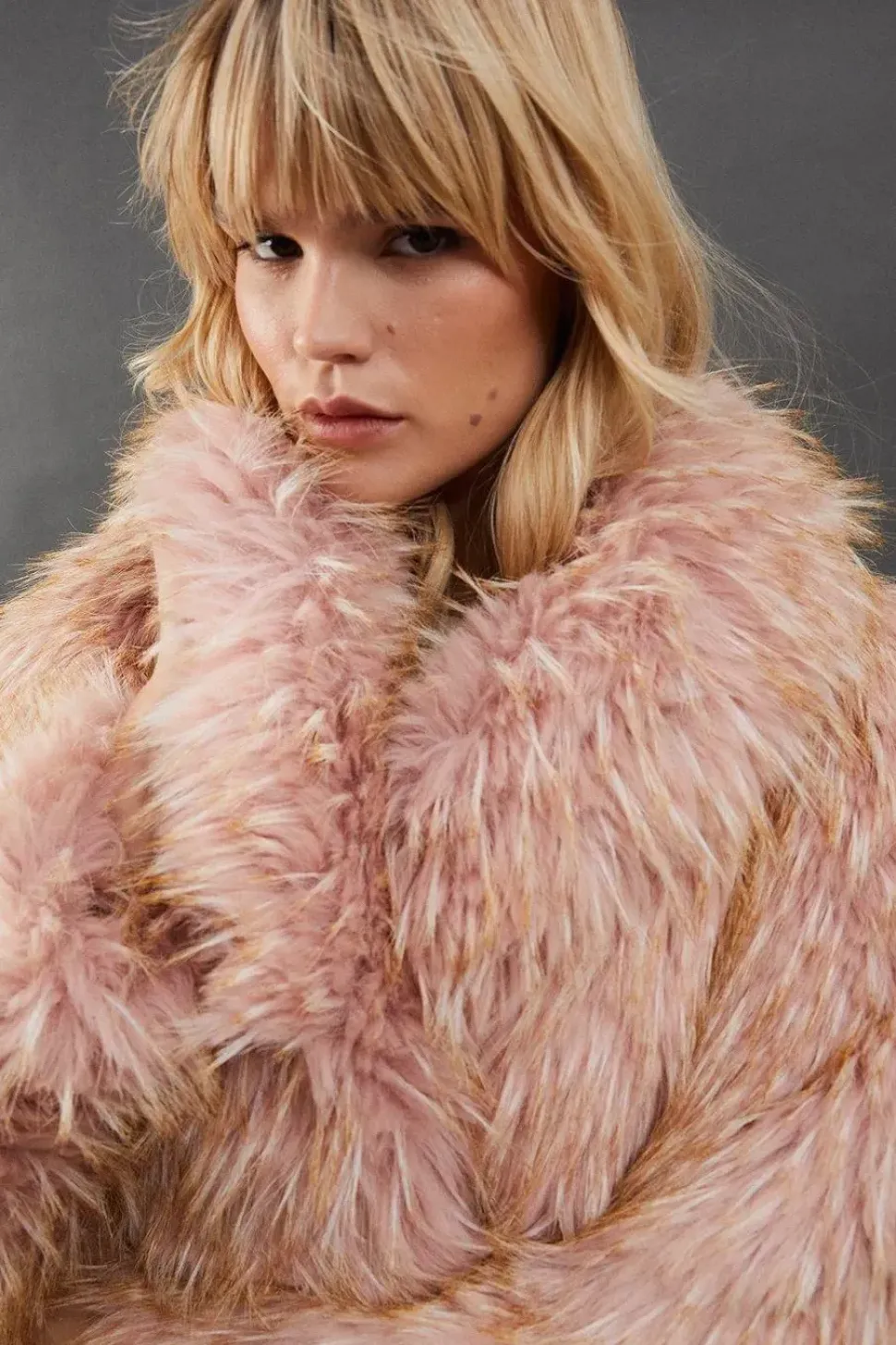 Faux Fur Two Tone Coat