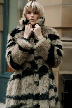 Faux Fur Zebra Print Coat