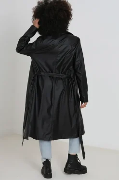 Faux Leather Double Breasted Trenchcoat