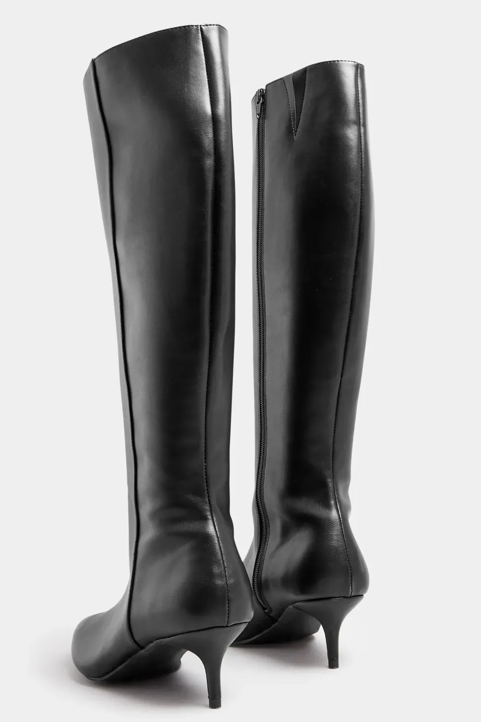 Faux Leather Knee High Heeled Boots