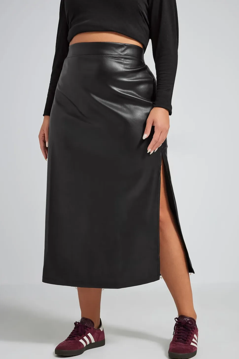 Faux Leather Maxi Skirt