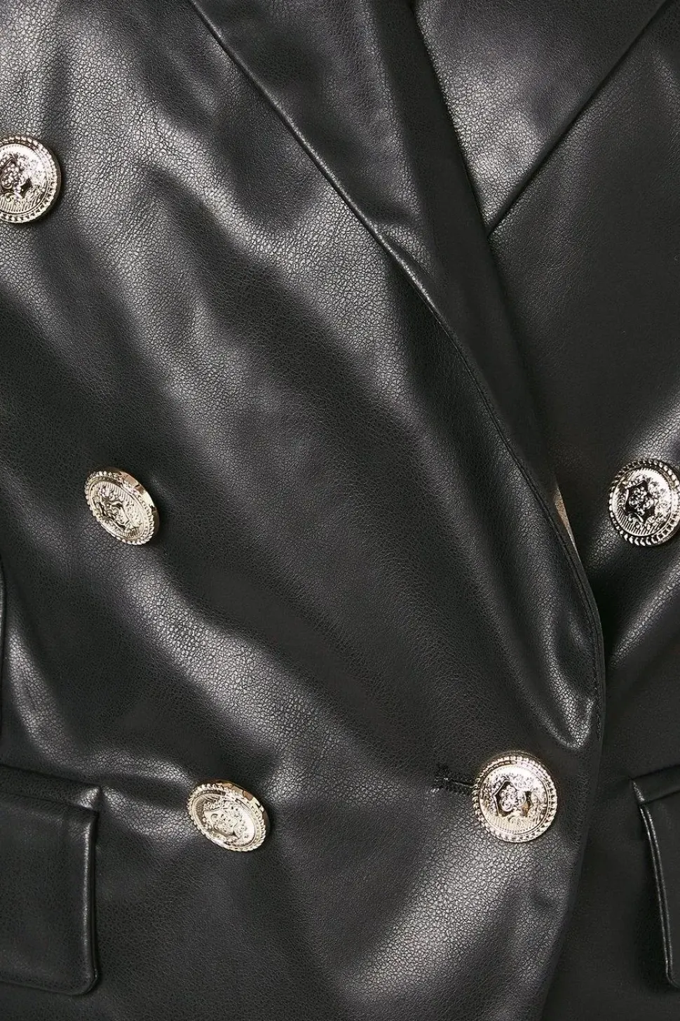 Faux Leather Military Blazer