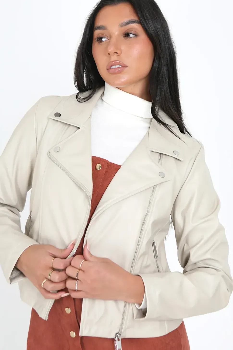 Faux Leather PU Biker Jacket