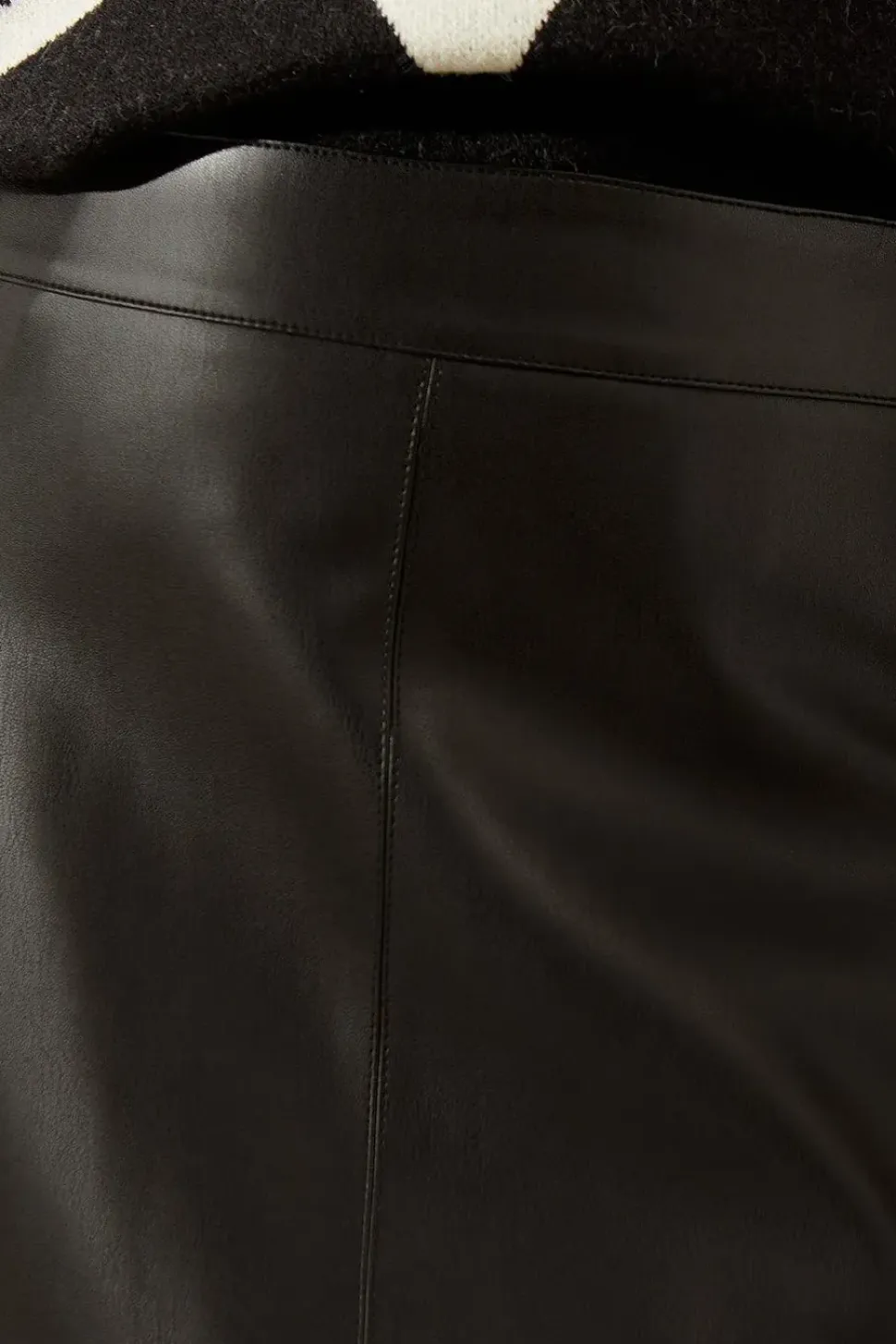 Faux Leather Seam Detail A Line Skirt