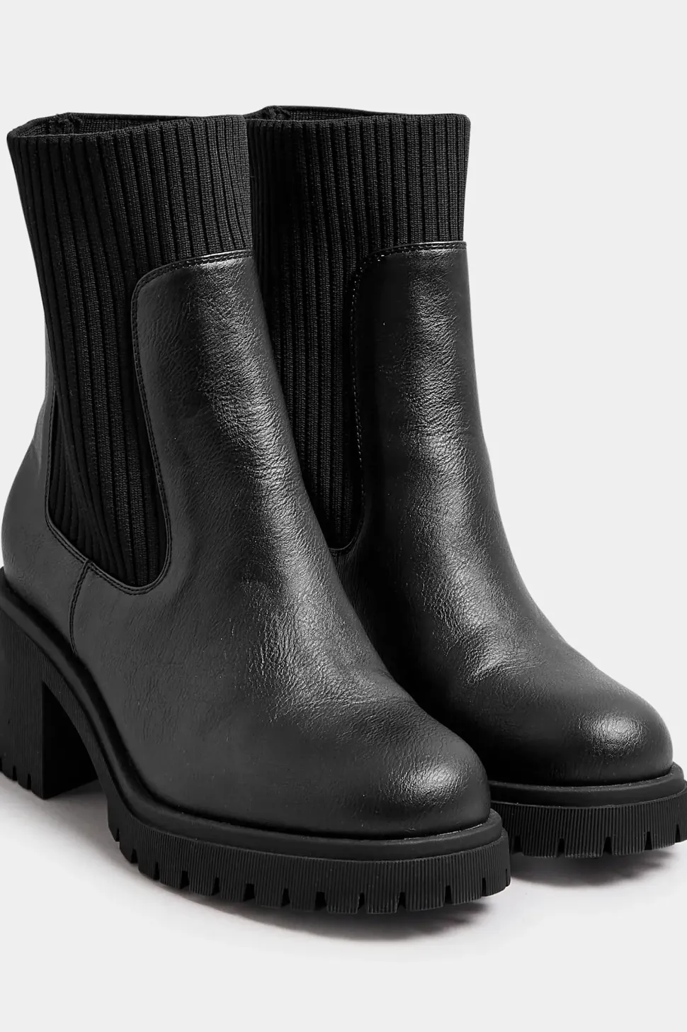 Faux Leather Sock Chelsea Boots