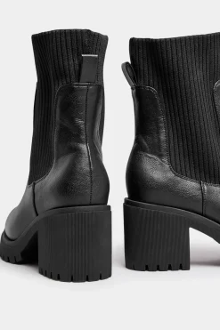 Faux Leather Sock Chelsea Boots