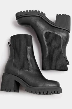 Faux Leather Sock Chelsea Boots