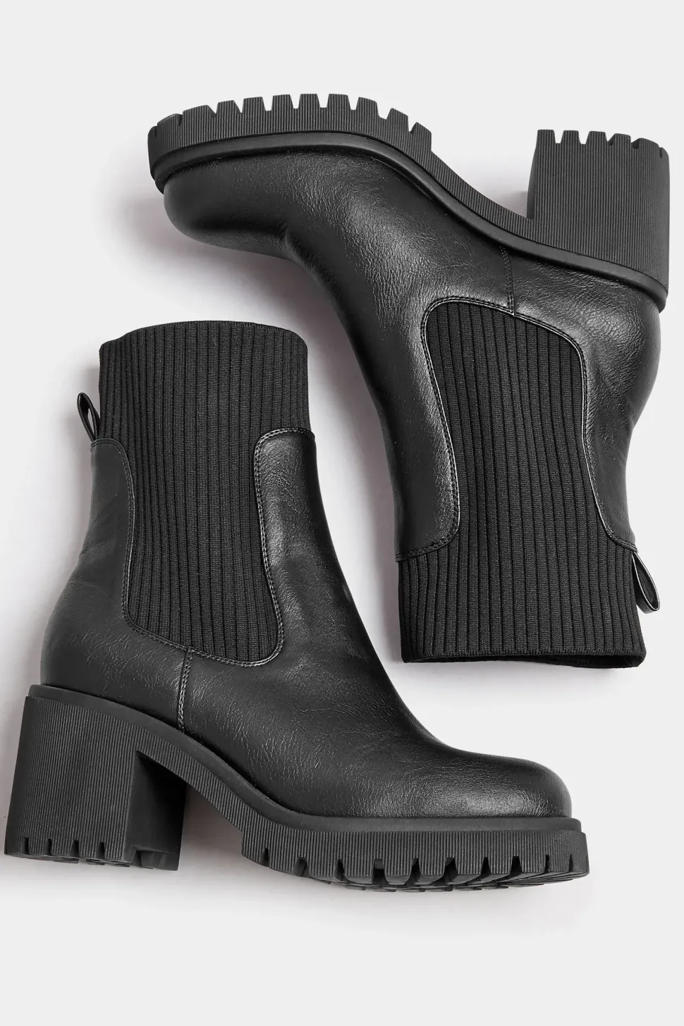 Faux Leather Sock Chelsea Boots