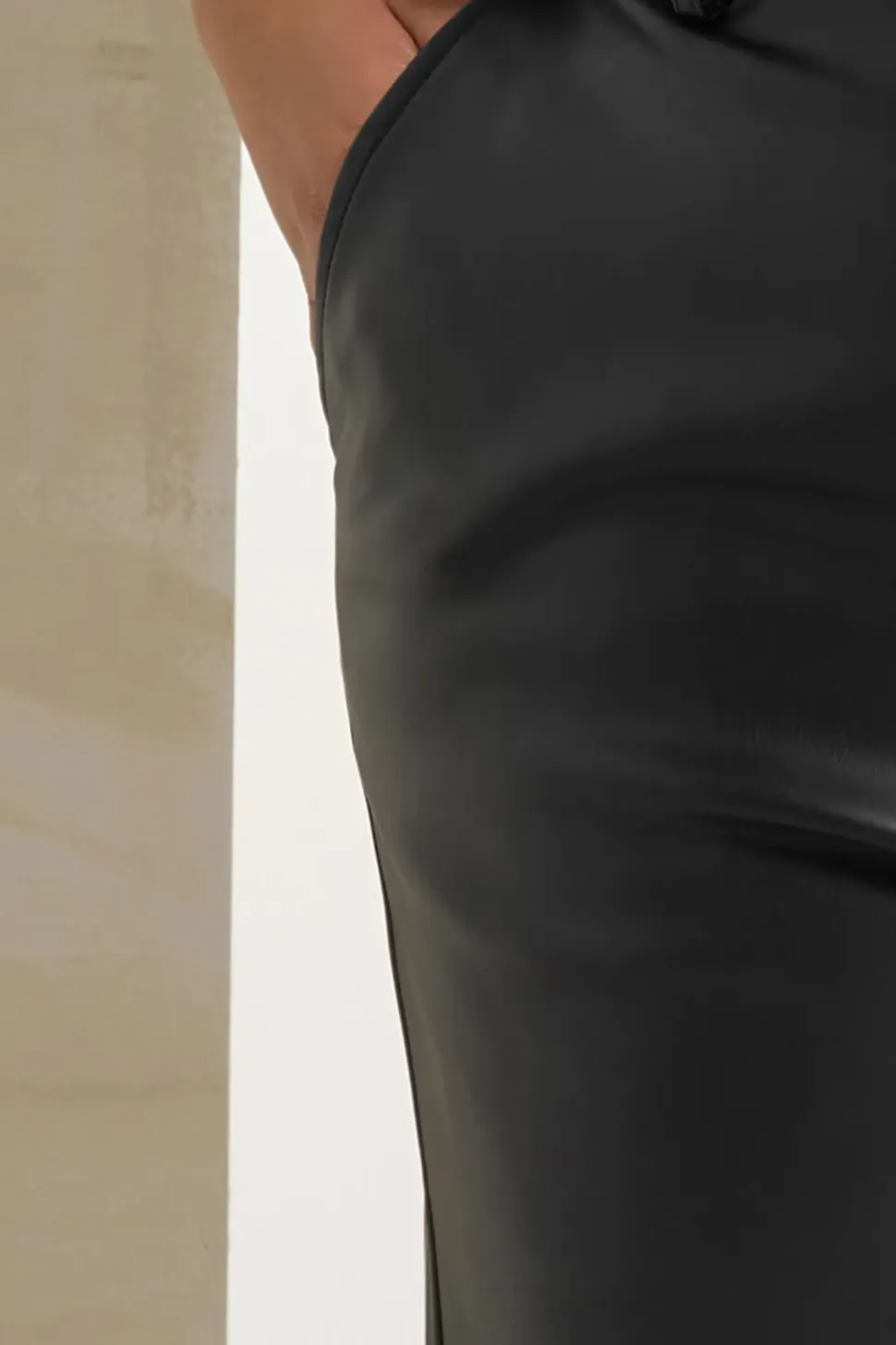Faux Leather Straight Leg Trousers