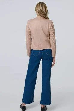 Faux Leather Waterfall Front Crop Jacket