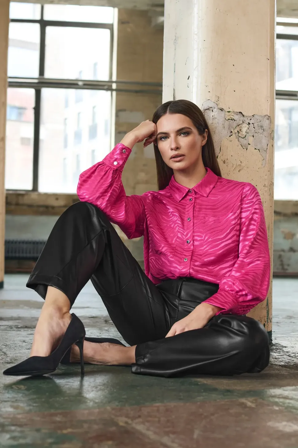Faux Leather Wide Leg Trousers