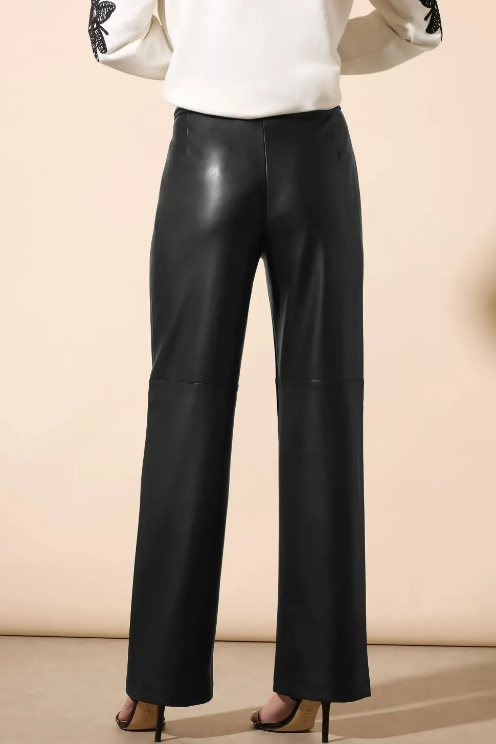 Faux Leather Wide Leg Trousers