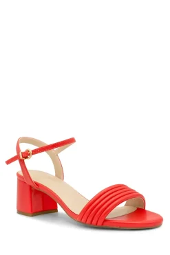 Faux Leather 'Ilaria' Mid block Heel Tubular Sandals