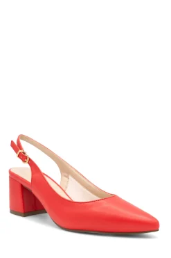 Faux Leather 'Isadora' Mid Block Heel Sling back Court Shoes
