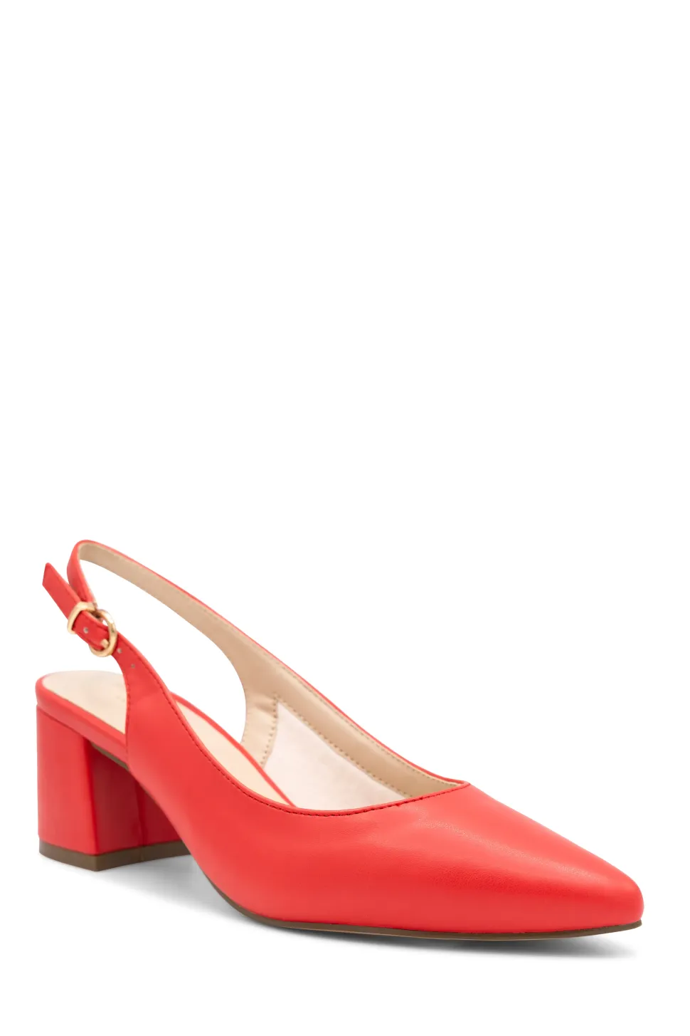 Faux Leather 'Isadora' Mid Block Heel Sling back Court Shoes