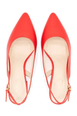 Faux Leather 'Isadora' Mid Block Heel Sling back Court Shoes