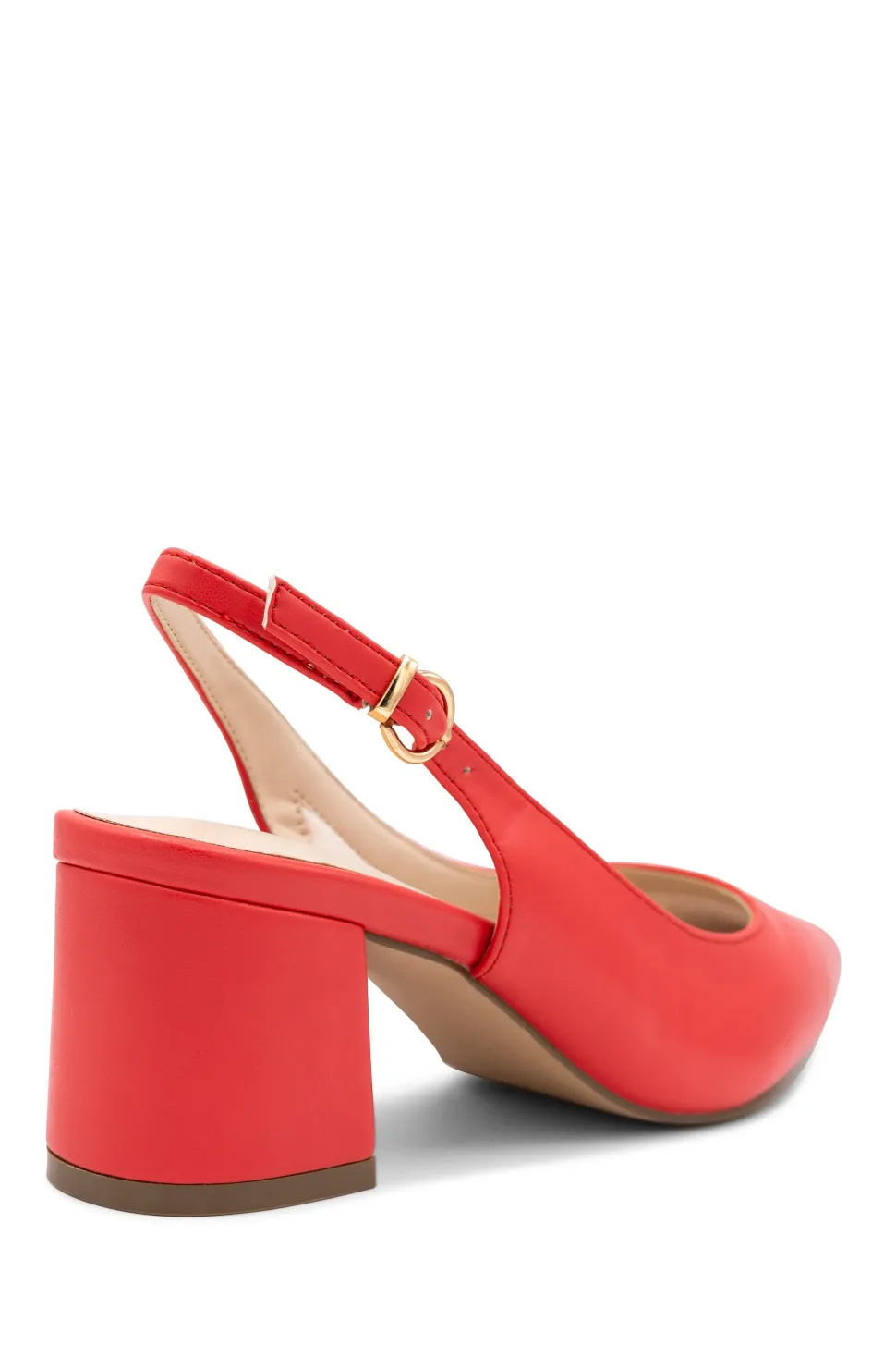 Faux Leather 'Isadora' Mid Block Heel Sling back Court Shoes
