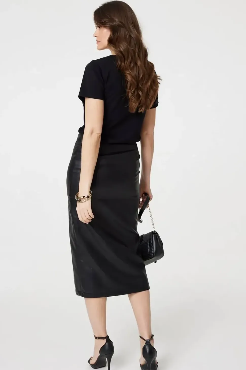 Faux Leather Zip Detail Pencil Skirt