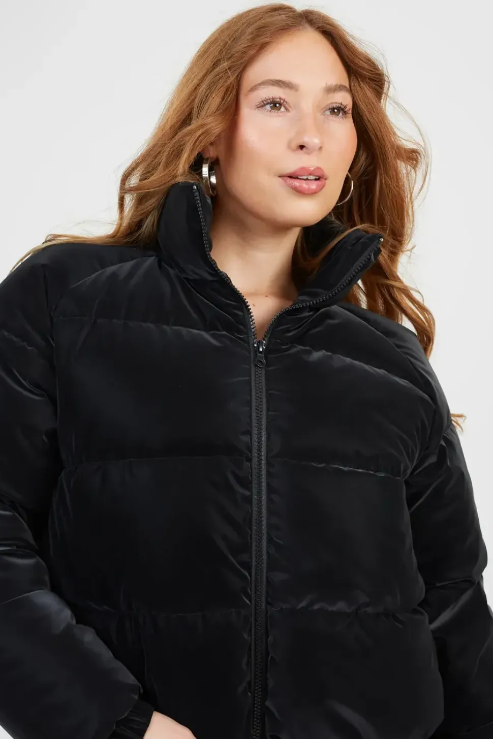 Faux Sharkskin Puffer Jacket