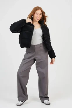 Faux Sharkskin Puffer Jacket