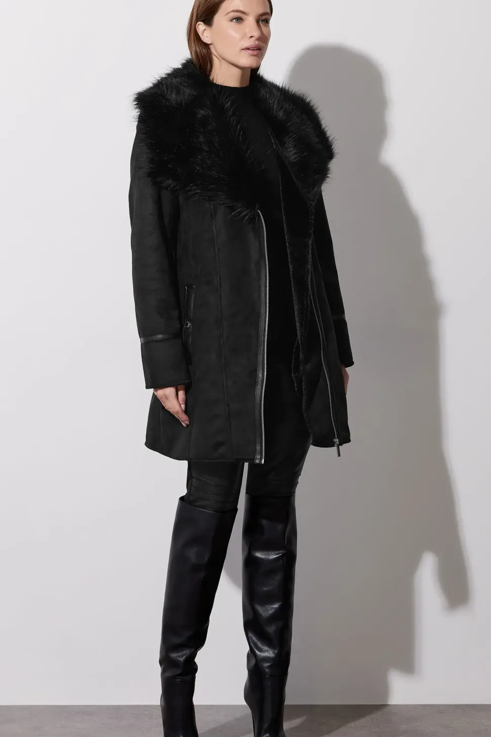 Faux Suede Belted Jacket