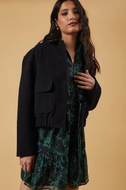Faux Wool Bomber Jacket